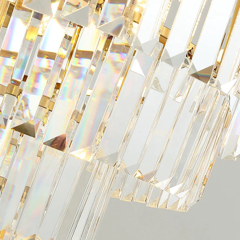 Modern K9 Crystal Chandelier Luxury Led Hanging Lighting For Living Room Home Decor Lobby Pendant Lamp Gold Round Loft Lustre