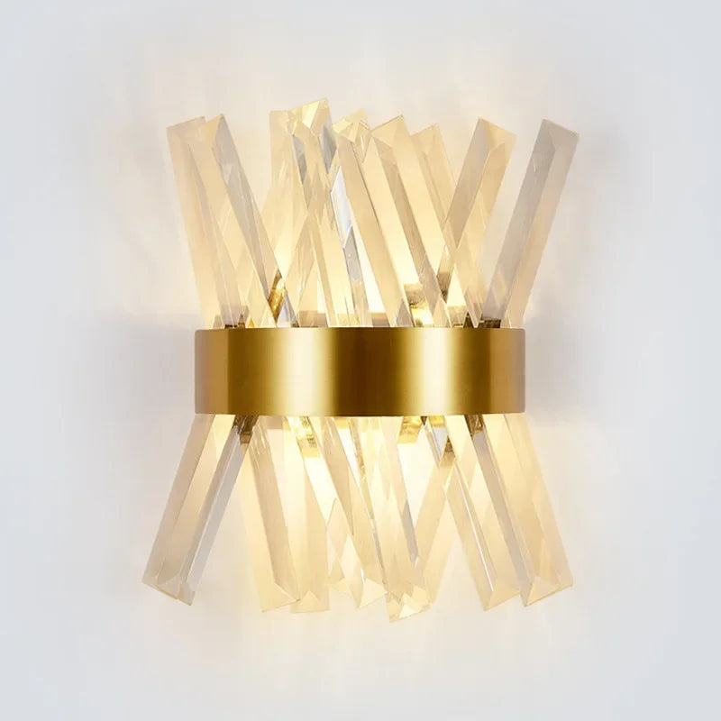 Home LED Luxury Crystal Bedside Lights Modern Wall Lights Gold Wall Sconces Living Room Bedroom Decoration Wall Lamp Aisle Light