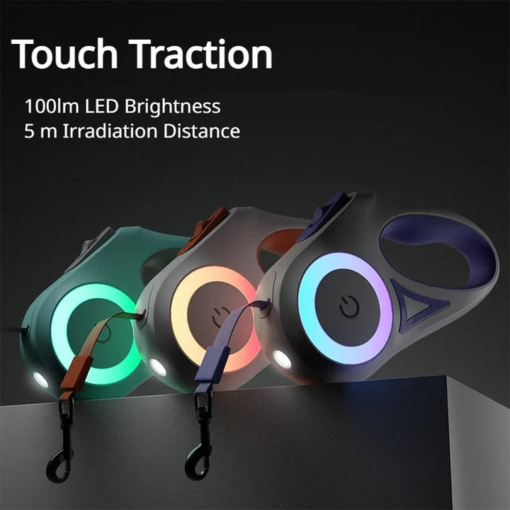 Streamer Led Lights Dog Leash Automatic Extending Nylon Leash Leads Premium Durable Pet Walking Leads Traction Rope Pet Products