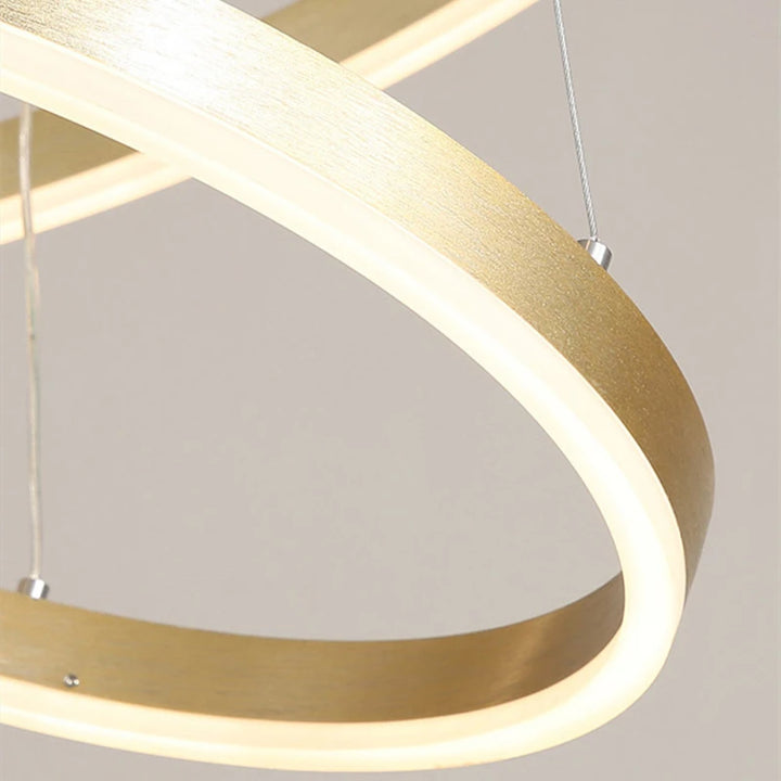 Modern LED Circle Rings Chandeliers Home Indoor Living Dining Room Villa Decor Hanging Pendant Light Brushed Gold Black Lustre