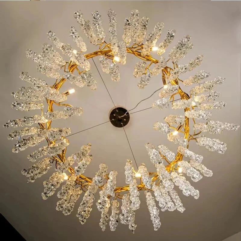 Indoor Luxury LED Crystal Chandeliers Gold Modern Ceiling Pendant Hanging Home Lamp Lustre for Hotel Bedroom Dining Living Room