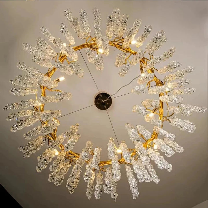 Indoor Luxury LED Crystal Chandeliers Gold Modern Ceiling Pendant Hanging Home Lamp Lustre for Hotel Bedroom Dining Living Room