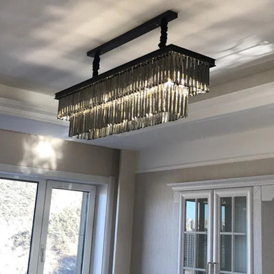 Square Golden Crystal Chandelier Crystal Chandelier Modern pendant light Creative Personality Dining Room Lamp Bar LED Lamp