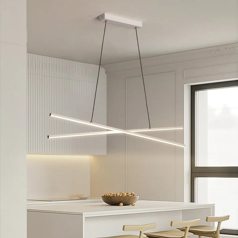 Modern LED Minimalist Dining Room Pendant Light Kitchen Bar Living Room Ceiling Pendant Light Indoor Strip Lighting Fixtures