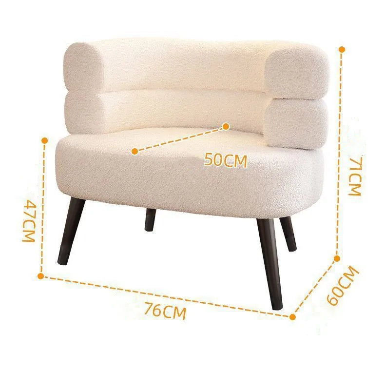 Nordic Luxury Lamb Fleece Lazy Sofa Chair Living Room Single Casual Back Chair Bedroom Dresser Chair Balcony Coffee Chair