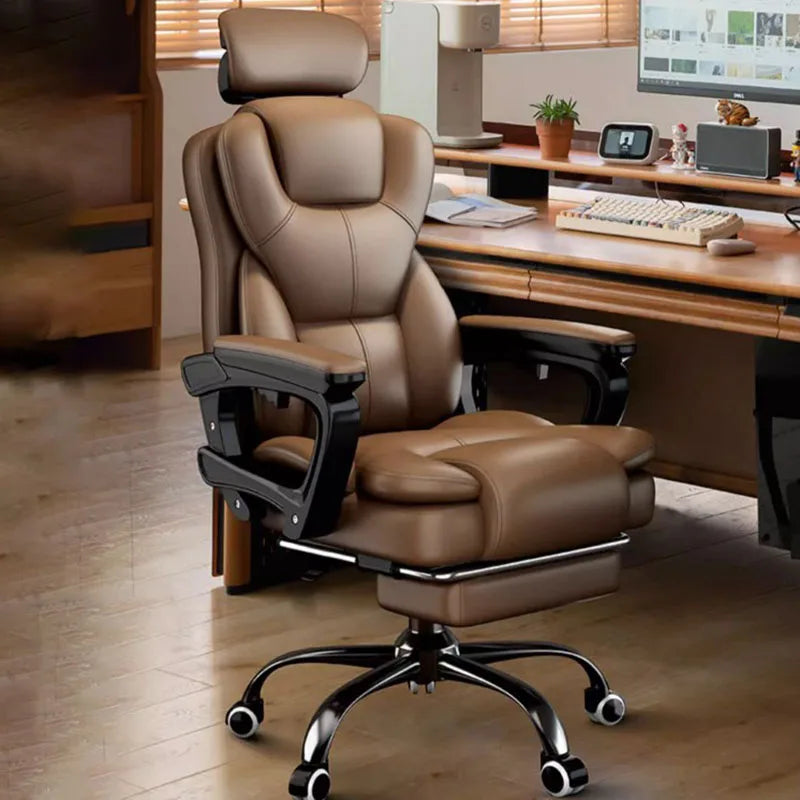 Luxury Computer Office Chair Leather Wheels Glides Ergonomic Swivel Office Chairs Study Armchair Sillas De Gamer Home Furniture