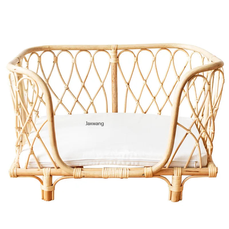 Simple Detachable Cat Bed Home Furniture Handmade Rattan Woven Natural Rattan Sofa cahir Dog Bed Pet Bed Rattan Rattan Chairs