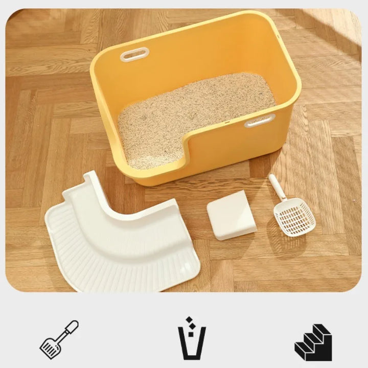 Half-Closed Cat Toilet Anti-splash Extra Large Cat Litter Box W/ Sand Proof Pedal Pet Sandbox Large Bathroom for Cat Accessories