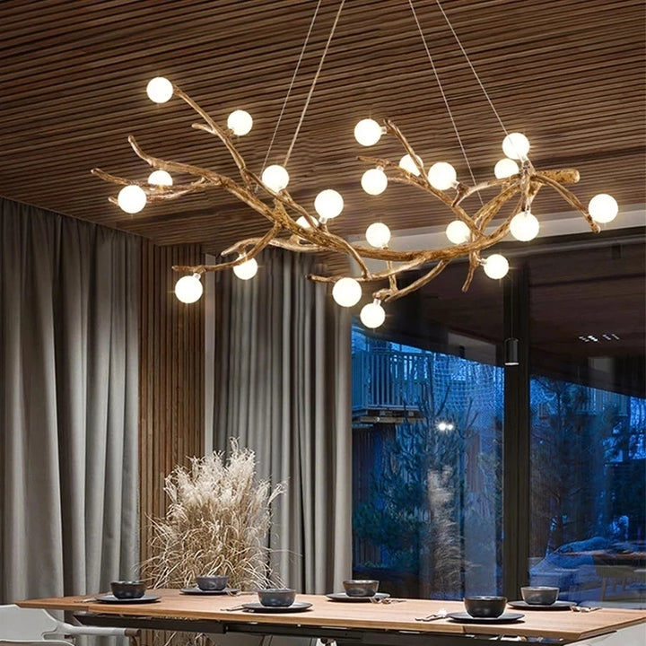 Retro LED Chandeliers Lighting Fixtures Living Room Bedroom Study Room Tree Branch Art Brown Antique Decor Hanging Pendant Light