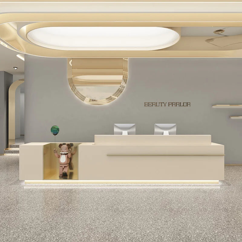 Checkout Supermarket Reception Desk Cashier White Shop Table Executive Reception Desk Wood  Meuble Caisse Commercial Furniture