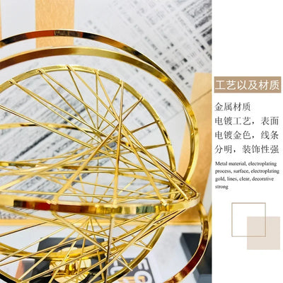 LMHBJY Light Luxury Hollow Earth Iron Art Living Room Decoration Creative Home Metal Office TV Cabinet Crafts Decoration