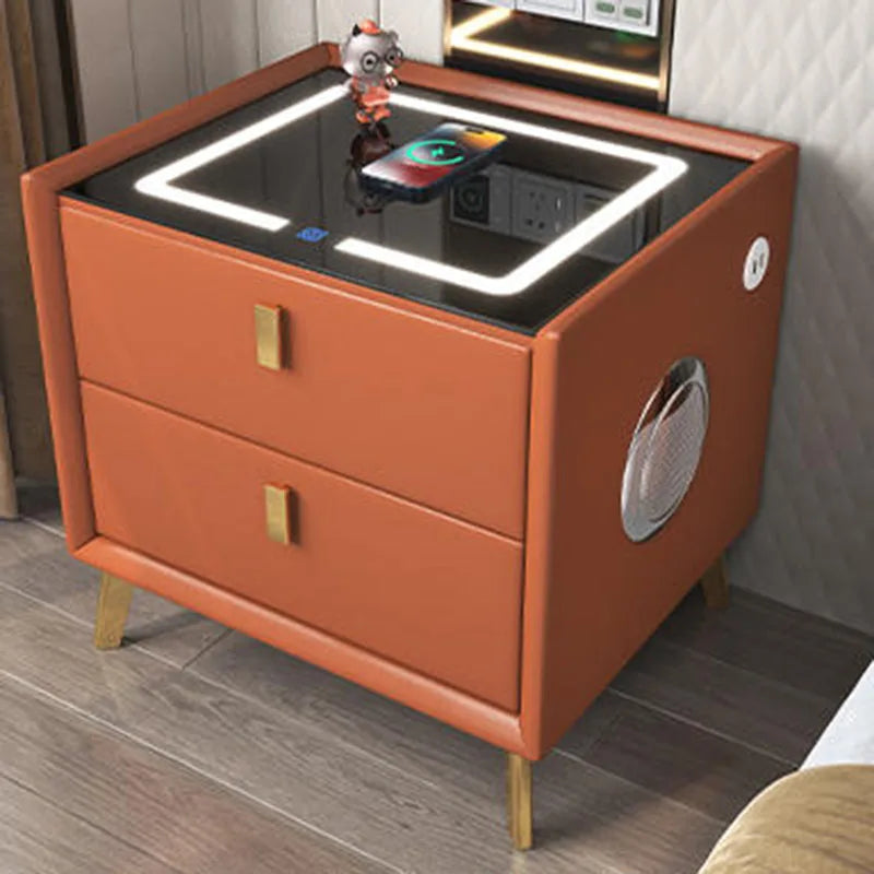 Trendy Japanese Nightstands Modern Luxury Laden Drawers Wood Smart Basses Bedsides Table Desk Szafka Nocna Furniture Living Room