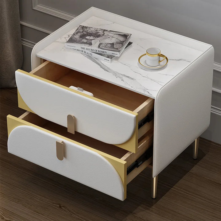 Multi-Function Led Light Bedroom Cabinet Luxury Style Smart Nightstand Charging Bedside Table Dressers Muebles Furniture FY20YH