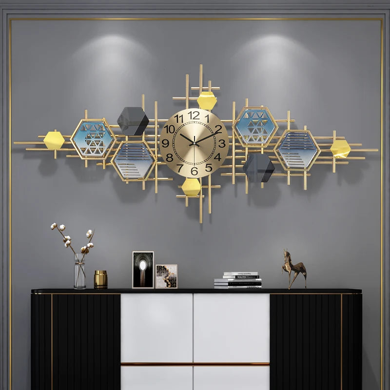 Large Luxury Wall Clock Living Room Aesthetic Nordic Mechanism 3d Modern Wall Watch Silent Design Wanduhr Home Decoration