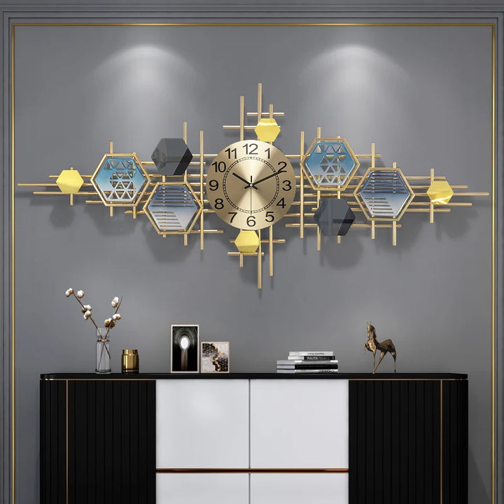 Large Luxury Wall Clock Living Room Aesthetic Nordic Mechanism 3d Modern Wall Watch Silent Design Wanduhr Home Decoration