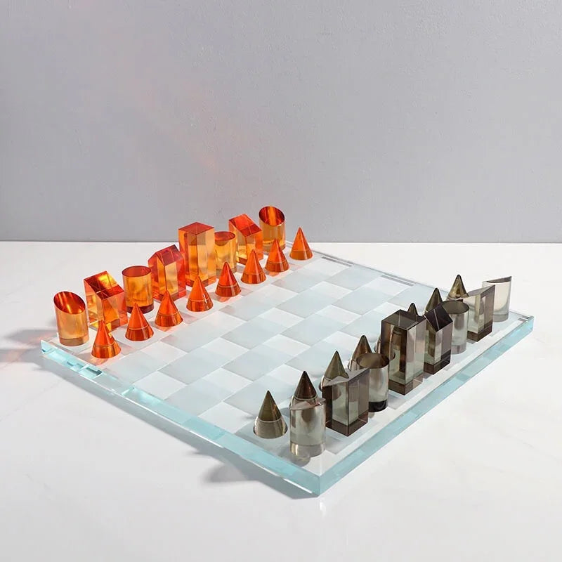 Modern Art Display Premium Large K9 Crystal Chess Luxury Gathering Games Chess Board Family Table Games Home Decor Ornament