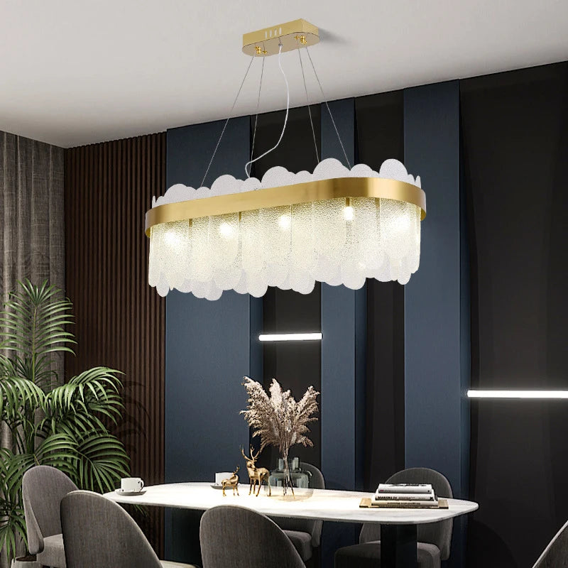 Nordic Luxury Crystal Chandeliers Minimalist LED Pendant Light For Hotel Villa Hall Living Room Kitchen Home Deco Lustre Fixture