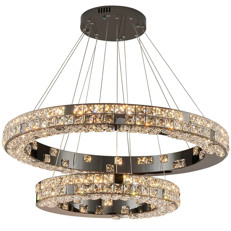 Modern Luxury Crystal Pendant Lights Bedroom Dinning Living Room Ceiling Chandelie Lighting Room Decor Gold LED Ring Lamps