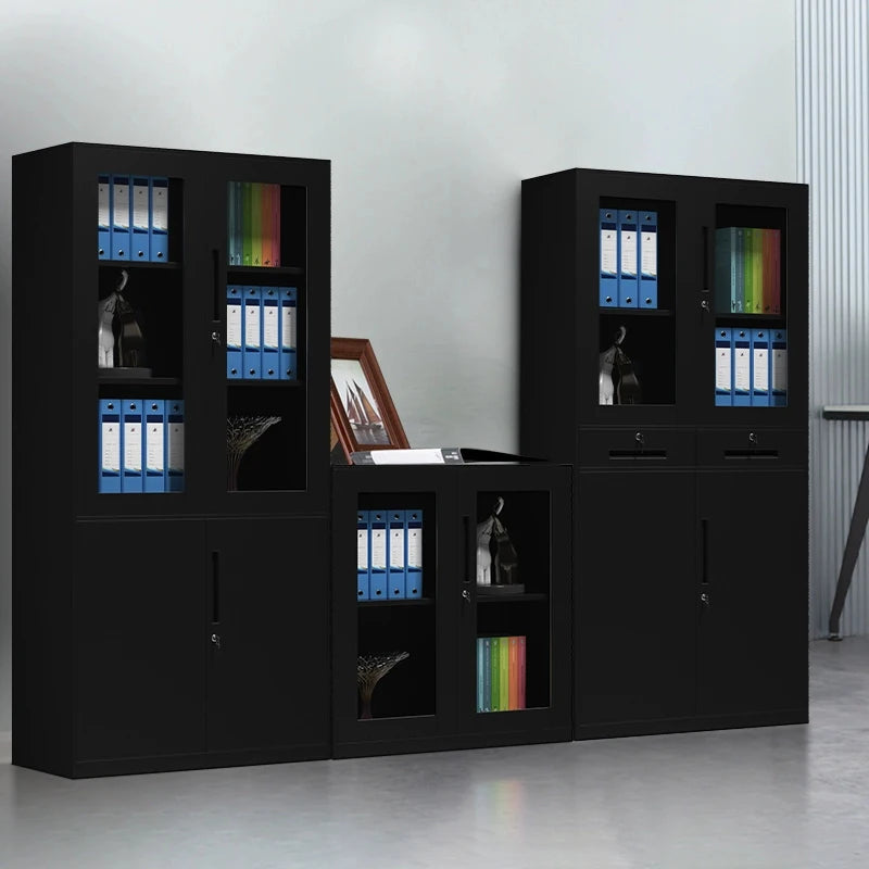 White Iron Sheet Filing Cabinet Office Data Cabinet Archive Storage Lock Voucher Glass Low Black Archivadorfurniture Home