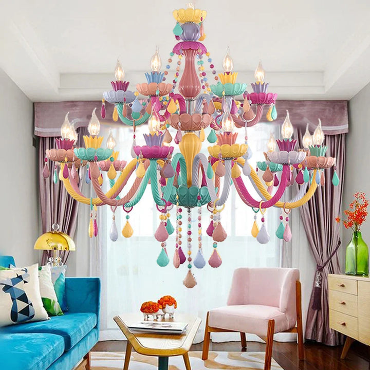 Crystal Chandelier Lighting Modern Colorful Ceiling Chandelier For Living Room Bedroom Green Purple Red Blue Suspension Luminair