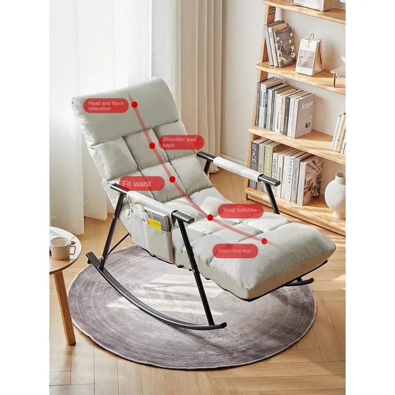 Waterproof and Anti-Fouling Extended Version Rocking Chair for Relaxation and Comfort Single Person Sofa 5 Angle Adjustment