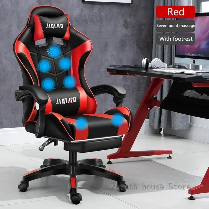 Massage Gaming Chair WCG Ergonomic Chair Fashion Pink Light Computer Leather Office Chairs Internet Cafe Bedroom Game Chair