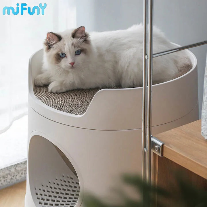 MiFuny Cat Litter Box Drawer with Scratch mat combined Semi-closed Deodorant Cat Box with Mat Leak-proof Litter Tray Pet Product