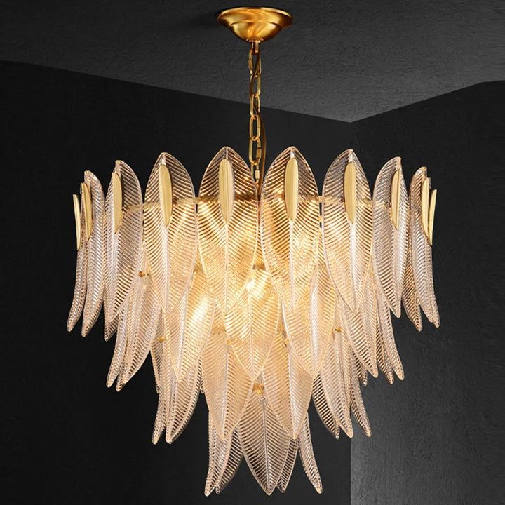 NEW Arrivals LED Luxury Crystal Pendant Chandeliers Lights Living Room Restaurant Bedroom Loft Home Glass Leaf Lustre Luminaires