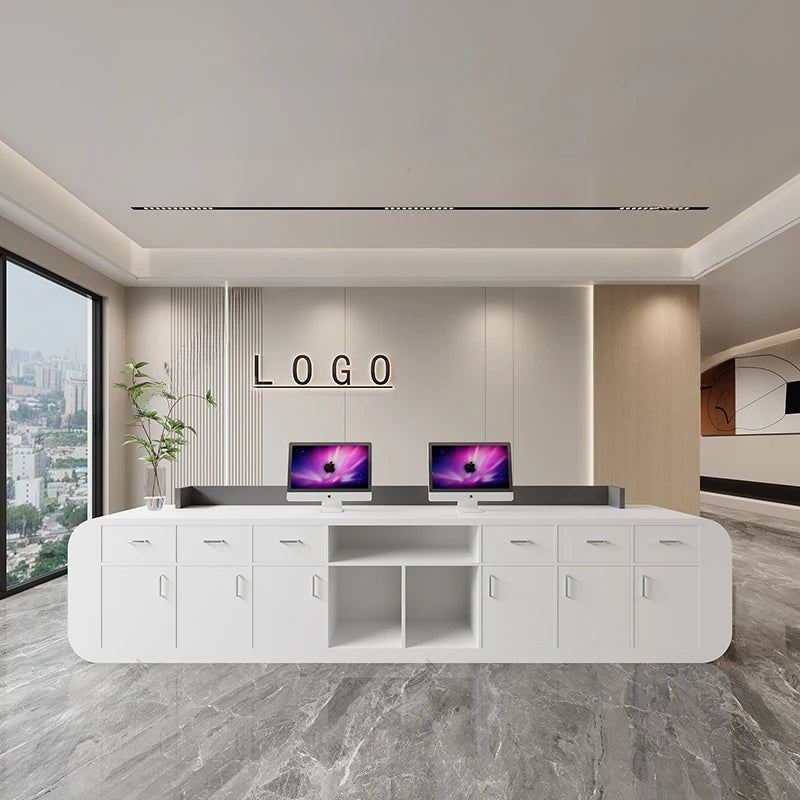 Beauty Salon Reception Desk White Bar Counter Hospital Closet Reception Desk Study Front Luxury Escritorios De Oficina Furniture