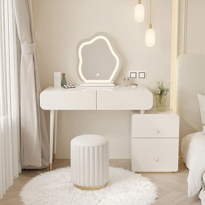 Europe Vanity Table Small Extendable White Luxury Affordable Lights Transportable Dressers Storage Tocadores Home Furniture