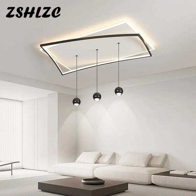 Modern Led Chandelier Luxury Ceiling Light For Living Dining Room Bedroom Kitchen Chandeliers Square Black White Fixtures AC220V