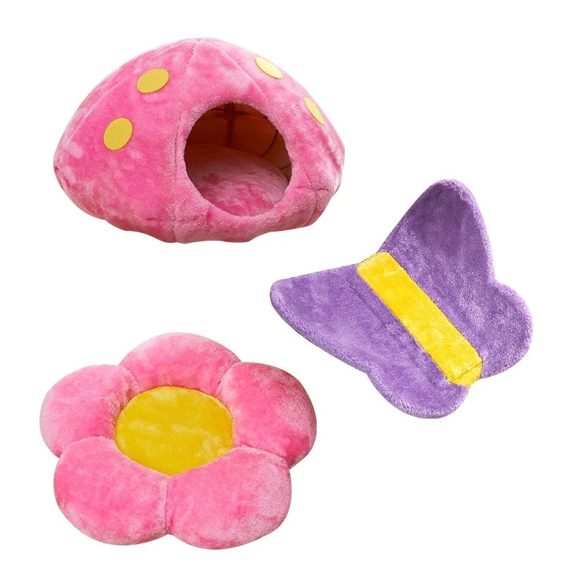 Plush Cat Tree with Flower Mushroom, Safe Comfortable Climbing Tree, Small Mushroom Game, Pet Toys, Fashion Game