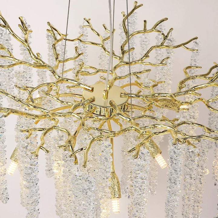 Modern Luxury Crystal Chandelier For Bedroom Living Room Dining Room Lounge Round Gold Ceiling Crystal Branches LED Chandelier