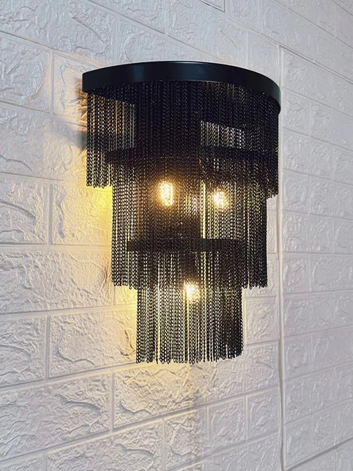 Modern Black Tassel Wall Sconce Lamp Led Home Decoration TV Background Light fixture for Villa Hotel