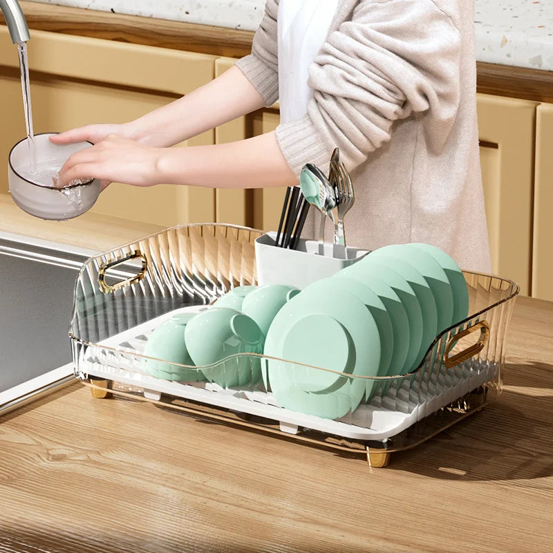 Kitchen sink storage rack Bowl and dish storage Household bowl basin with drain hole Table top Drain bowl rack