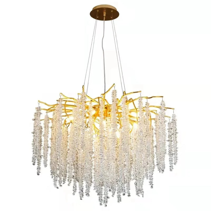 Luxury New Modern G9 Led Crystal Weeping Willow Branch Chandelier Gold Tassels Pendant Light Home Decor Ceiling Lamp