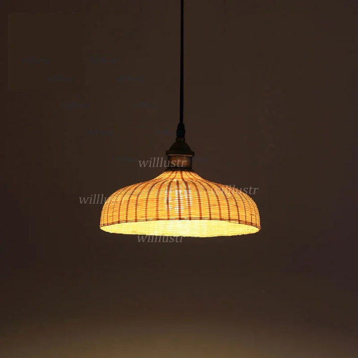 Handmade Bamboo Pendant Lamp Hotel Lounge Dining Bedroom Pastoral Hand Knitted Ceiling Chandelier Suspension Hanging Lighting