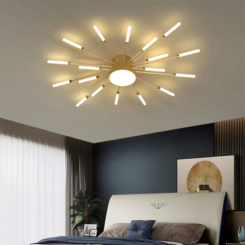 Newest Fireworks Ceiling Lamp Creative Nordic LED Chandeliers for Living Dining Room Bedroom Kitchen Lndoor Atmosphere Lighting