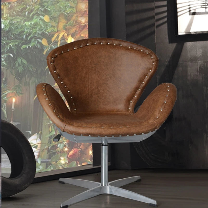 Vintage Simple Restaurant Aluminum Leather American Industrial Style Bedroom Lazy Swan Chair