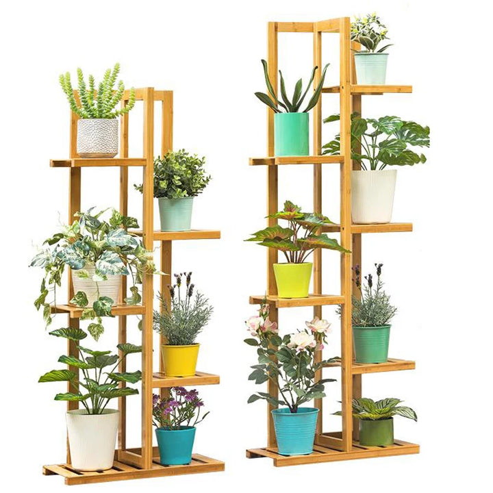 Bamboo 5 / 6  Tier  Plant Stand Rack Multiple Flower Pot Holder Shelf Indoor Outdoor Planter Display Shelving Unit for Patio