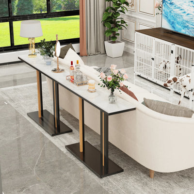 Contemporary Style Marble Console Table - Black and Gold Feet