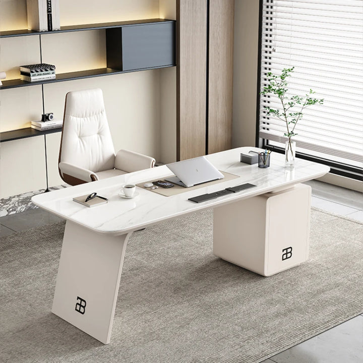 Modern Simple Office Desks Light Luxury Rock Plate Design Advanced Domestic Study Office Desks Escritorios Work Furniture QF50OD