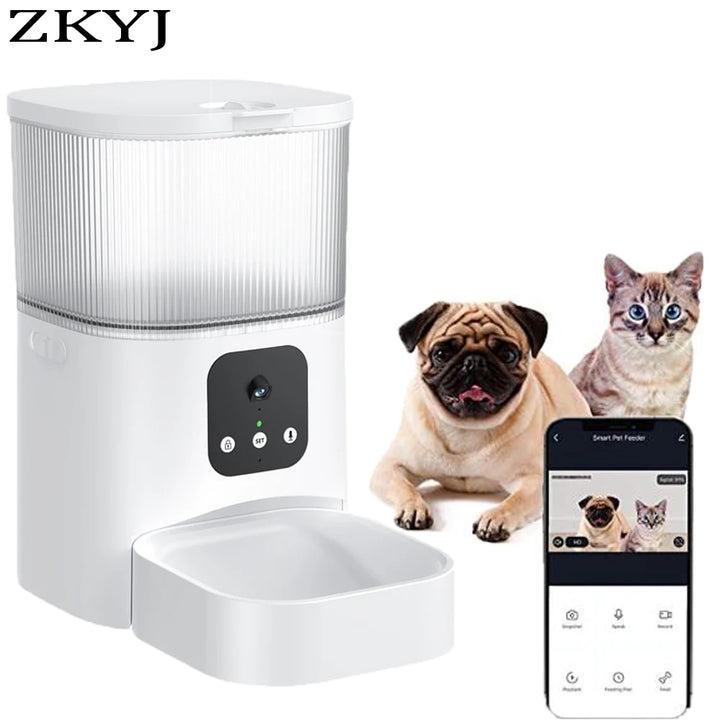 Automatic Cat Feeder With Camera Video Cat Food Dispenser Pet Smart Voice Recorder Remote Control Auto Feeder Pet Feeder