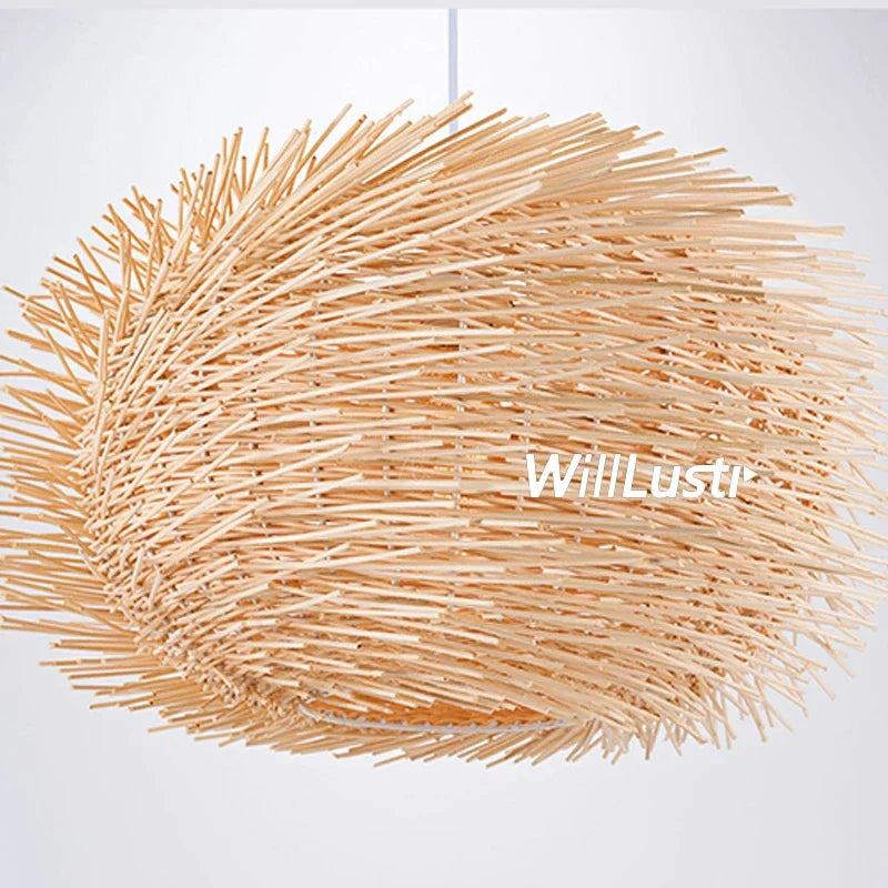 Wicker Pendant Lamp Handmade Wood Suspension Light Bird Nest Shape Bar Hotel Restaurant Mall Lounge Hanging Ceiling Chandelier