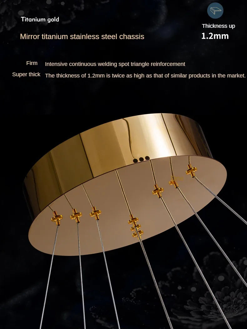 Luxurious Pendant Lights Creative Villa Living Room Ceiling Decoration Remote Control Dimming K9 Crystal Ceiling Chandelier Lamp