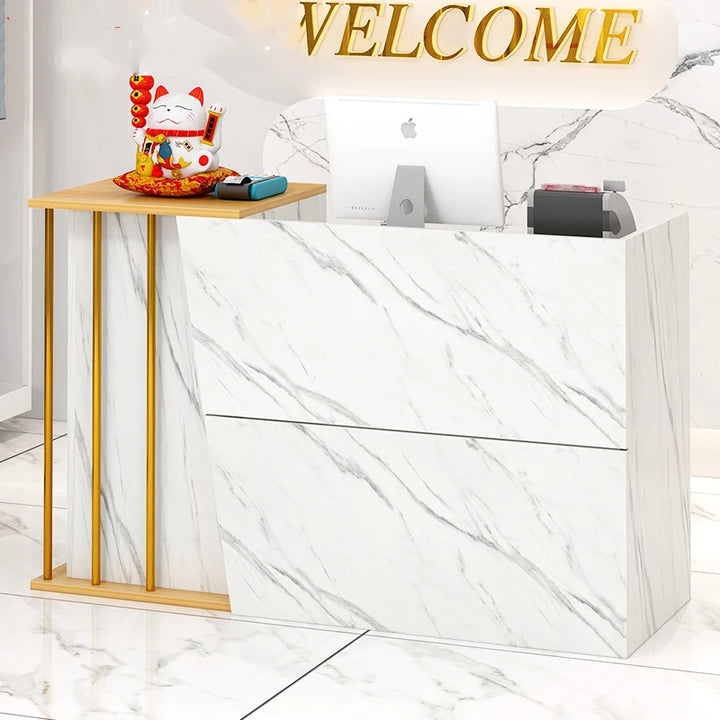 Nordic White Reception Desks Modern Stylish Luxury Checkout Reception Desks Small Supermarket Mostrador Negocio Bar Furniture