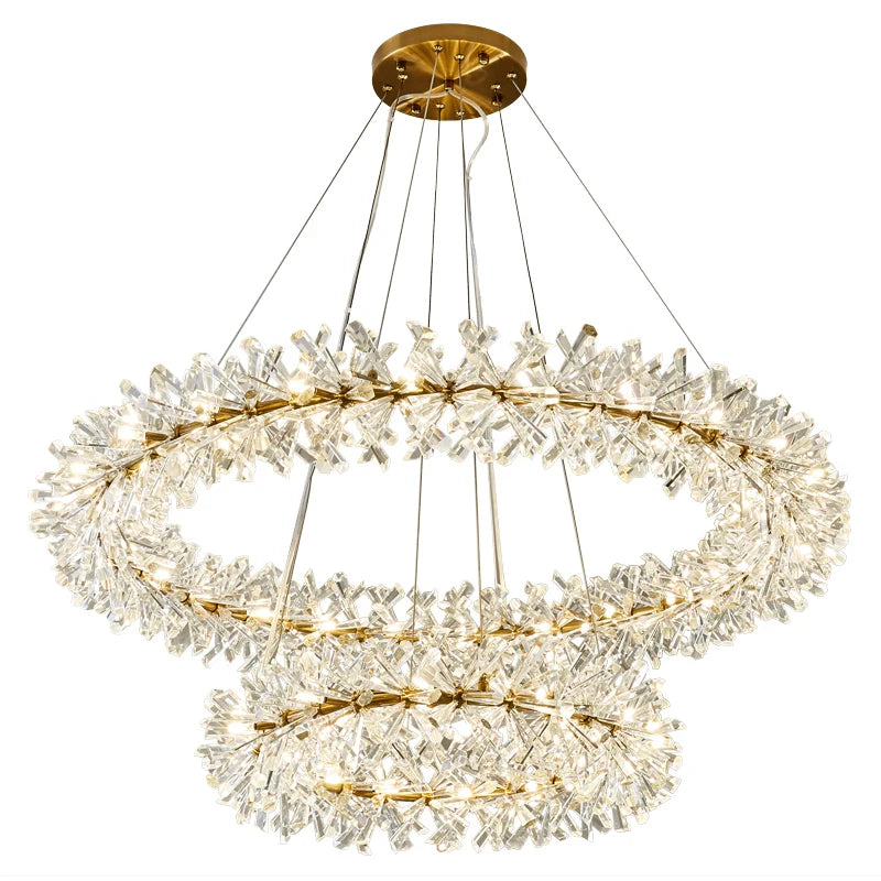 Flower Crystal Led Ceiling Chandelier Mid Century Sputnik Lustres Ring Hanging Lamp Living Room Indoor Decor Pendant Lighting