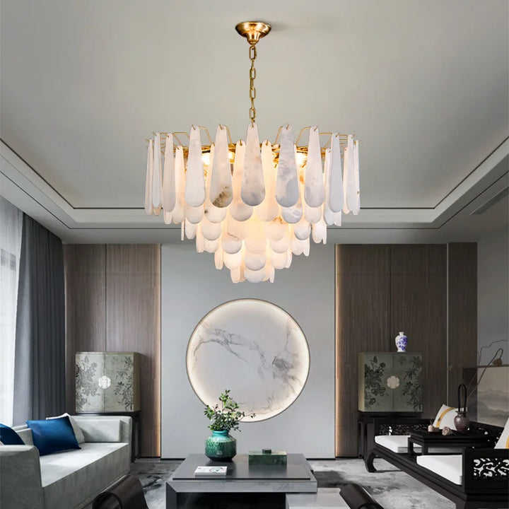 Nordic Marble Brass Ceiling Chandeliers Home Decoration Designer Luxury Big Hanging Lamps for Villa Dining Room