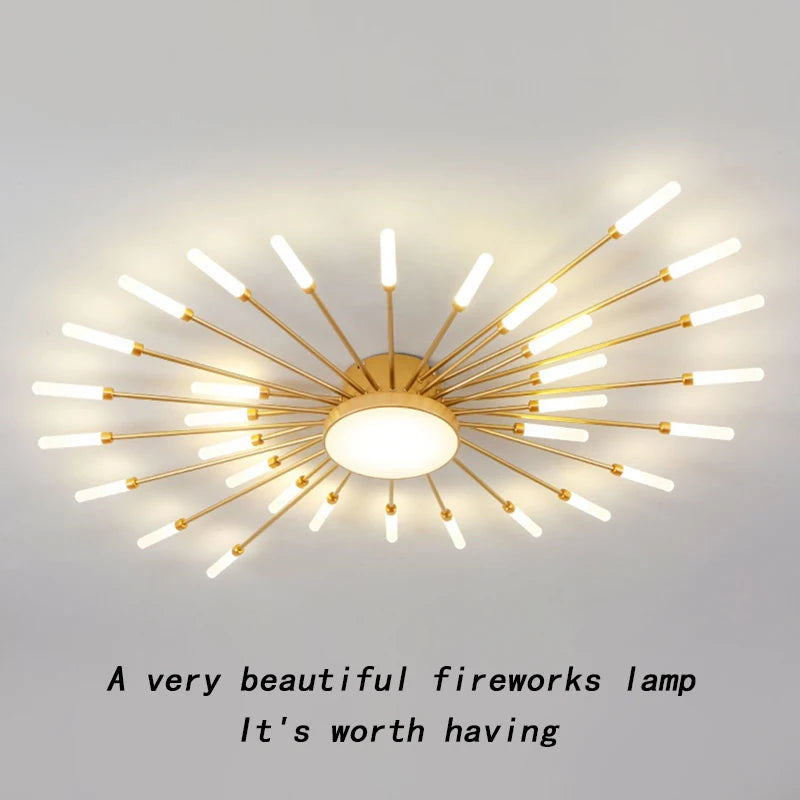 Newest Fireworks Ceiling Lamp Creative Nordic LED Chandeliers for Living Dining Room Bedroom Kitchen Lndoor Atmosphere Lighting