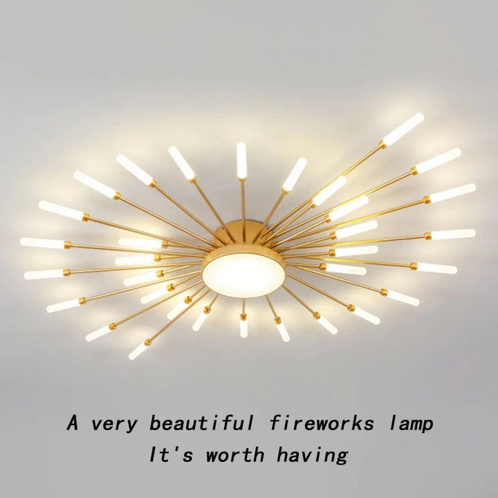 Newest Fireworks Ceiling Lamp Creative Nordic LED Chandeliers for Living Dining Room Bedroom Kitchen Lndoor Atmosphere Lighting